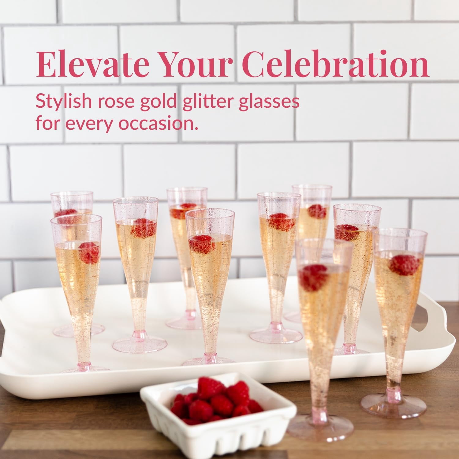 200 Disposable Champagne Flutes Gold Glitter Glasses - 6 Oz Plastic Champagne Cups for Parties, Wedding Toasts, Mimosa Bar, and New Year’s Eve - Elegant Bulk Gold Plastic Wine Flutes