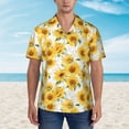 thumbnail image 2 of Pofeuu Artistic Marble Pattern Sunflower Print Hawaiian Shirt for Men Sleeves Casual Button Down Summer Beach Dress Shirts T-Shirts,Medium, 2 of 7