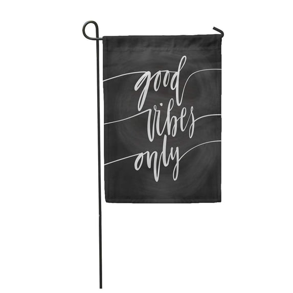 LADDKE Beautiful Good Vibes Only Hand Lettering Black Brush Garden Flag Decorative Flag House Banner 28x40 inch