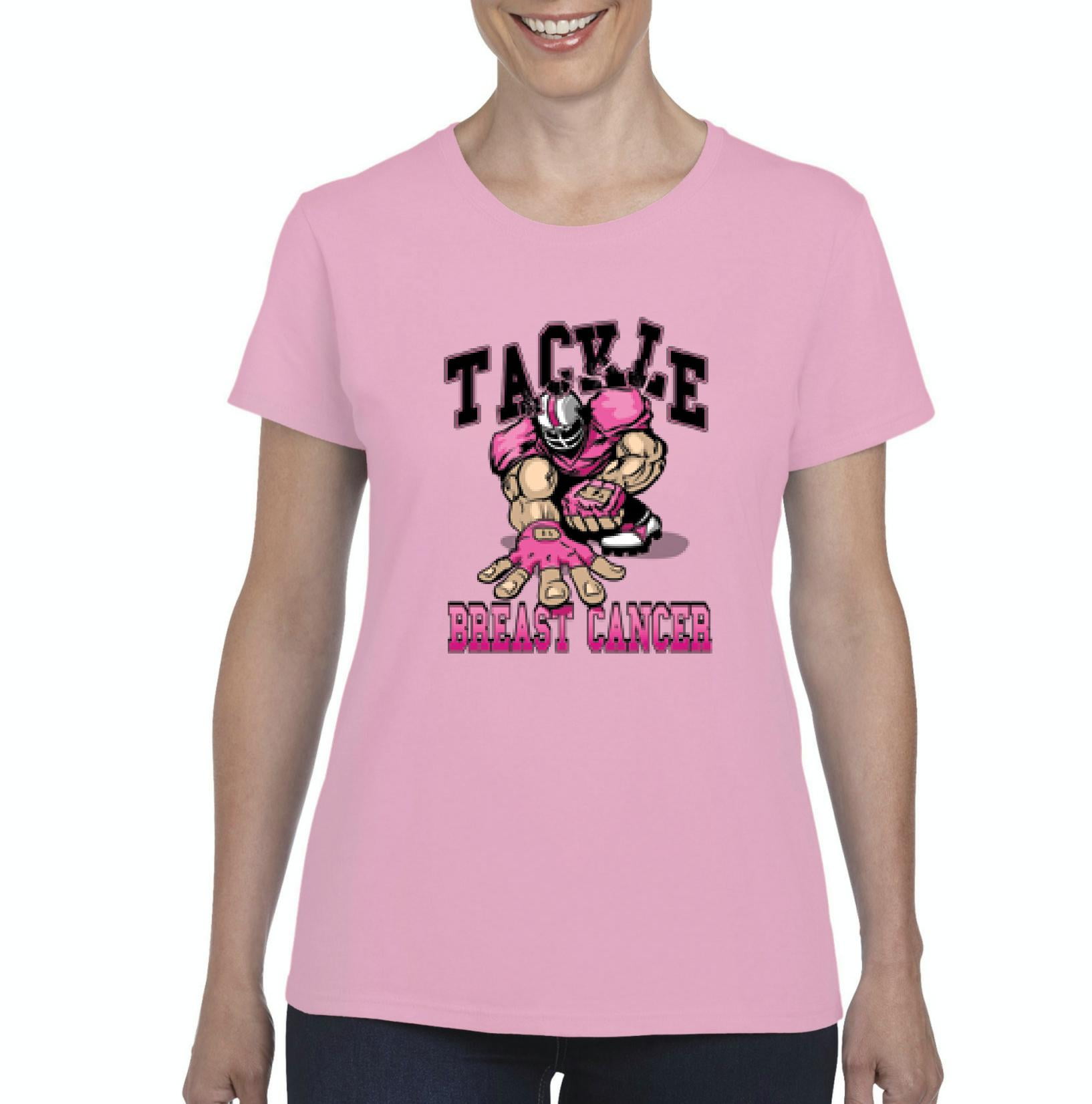 Ladies T shirt Womens Breast Cancer Awareness Pink Ribbon Charity Hell Yes