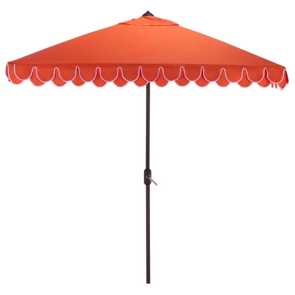 Safavieh Outdoor Valance 7.5ft Crank Patio Umbrella, Orange/White