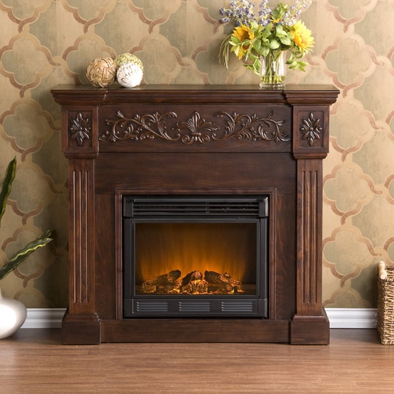 SEI Furniture Calvert Indoor Electric Fireplace Espresso 44.5 x 40.25