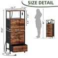 thumbnail image 3 of Eunos Dresser for Bedroom, 5 Drawer Nightstand with Charging Station, LED and Open Shelf, Wood Grain Print, 3 of 8