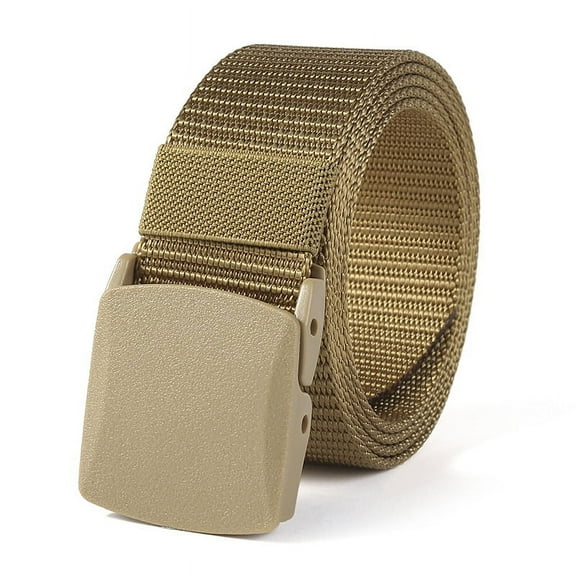 esafio Men's Elastic Stretch Belts for Men with No Metal Plastic Buckle for Work Sports,Khaki