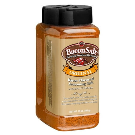 Bacon Flavored Salt J&D's Big Pig Original Bacon Salt (16 OZ + STICKER) - Jumbo Low Sodium Bacon Flavored Seasoning Salt ()