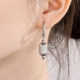 thumbnail image 4 of PAURO Women's Huggie Hoop Earrings Stainless Steel Lantern Dangle Piercing Earrings Silver Large, 4 of 5