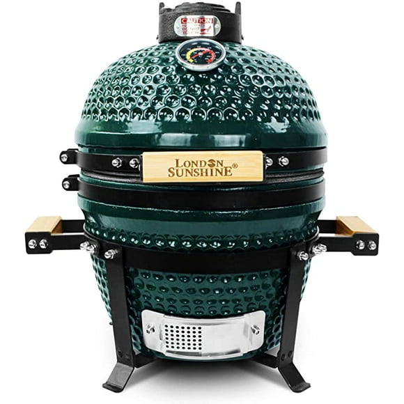 London Sunshine Ceramic Charcoal BBQ Kamado Grill 13 inch Portable Tabletop Grill-Green