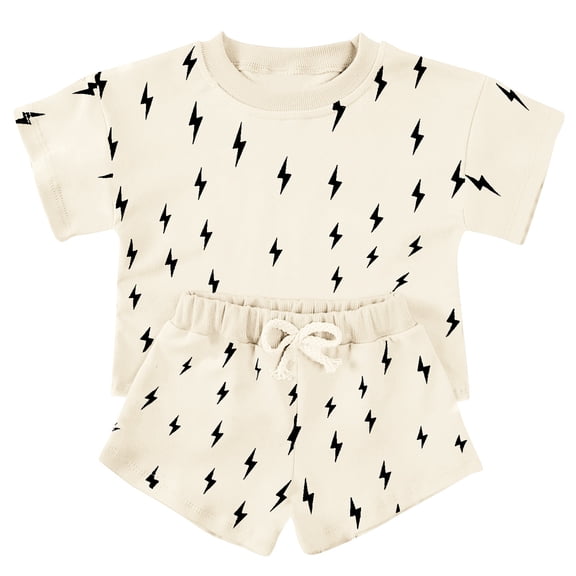 Boys Outfits 2 Piece Graphic Print Short Sleeve Crew Neck T-Shirt Top And Shorts Casual Wear Boys' Clothing Sets Size 2-3 Years