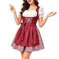 thumbnail image 5 of IWRICH Womens Oktoberfest 2 Piece Sets German Bavarian Dirndl Puff Sleeves with Apron Carnival Festival Halloween Party Dress Red XL, 5 of 5