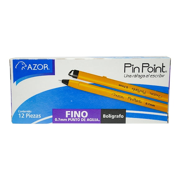 Bolígrafo Azor Pin Point Punto Fino Caja Con 12 lapiceros