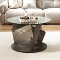 thumbnail image 2 of Costway Table Basse Ronde en Verre 32 Pouces Table Centrale Moderne avec Dessus en Verre Trempé Clair, 2 of 10