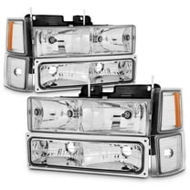 AKKON - For 94-98 Chevy C/K 1500/2500/3500 Tahoe Suburban Full Size C10 Chrome Headlights Driver Passenger Headlamp