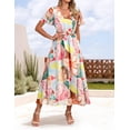 thumbnail image 3 of Vestido largo ZESICA 2025 con estampado floral casual de verano para mujer, 3 of 7