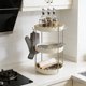 thumbnail image 4 of Soporte para la encimera de cocina, soporte organizador de vasos de plástico de 3 niveles, estantería vertical desmontable para utensilios de cocina, bandeja de desagüe, rojo verde blanco, 18,9 x, 4 of 6
