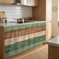 thumbnail image 4 of Farmhouse Dark Sage Green Brown Cabinet Curtain 28"W x 51"L, Vintage Wooden Striped Dust-Proof Privacy Curtain for Closet Shelves Self Adhesive, Sink Skirt for Bathroom Vanity Kitchen Laundry Room, 4 of 9