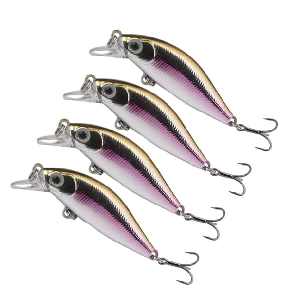 4x Señuelos de Pesca 3D Señuelo de natación realista Accesorios de pesca de hundimiento lento Duro Oro Púrpura Zulema Señuelos de pesca