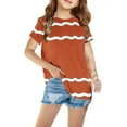 thumbnail image 2 of Nskgu Girls Casual Short Sleeve T Shirts Striped Print Tee Blouse Round Neck Tshirts Kids Loose Tunic Tops Size 3-12 Years under $10, 2 of 4