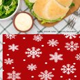 thumbnail image 3 of JOOCAR Red Snowflake Pattern Linen Table Mats Set of 4 for Home Kitchen Table Decor 12x18 inch, 3 of 5