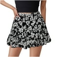 thumbnail image 2 of Delliss Summer Women's Print Short Skirts Casual Pleated Elastic Waist Skirts Dark Gray XXL, 2 of 8
