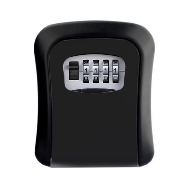 Key Storage Lock Box Wall Mounted with Dustproof Cover 4-Digit Combination Password Outdoor Key Safe Box Resettable Code Key Holder Hider