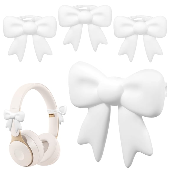 Threns 2 Pair Silicone Bow Headphone Accessory,3D Cute Clip-on Bows for Headphones,Detachable Decoration for Women,Girls and Gamers,Universal Fit for Most Headphones