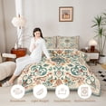 thumbnail image 3 of Erosebridal Teal Orange Mandala Queen Comforter Set, Bohemian Exotic Style Bedding Comforter Set, Gray Reversible 3 Pieces, 1 Comforter and 2 Pillowcases, 3 of 6