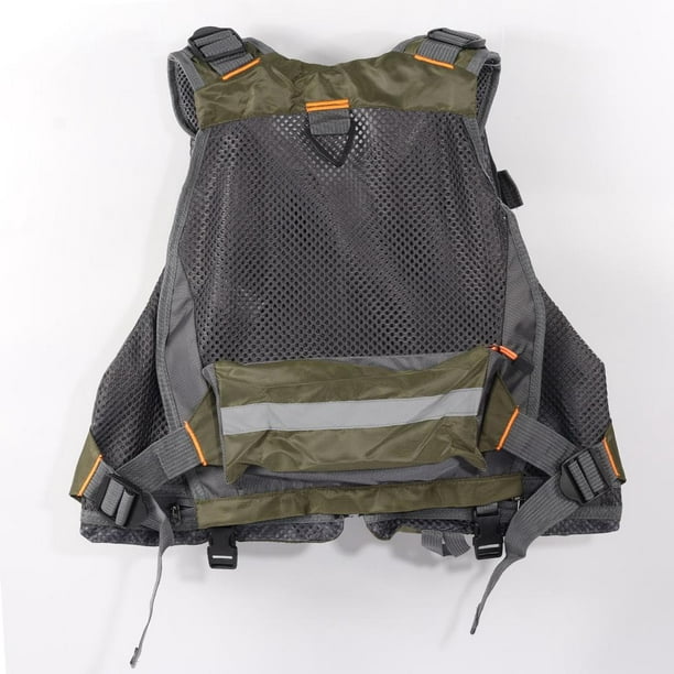 Fly Fishing Vest Backpack Chest Mesh Bag Adjustable Size Breathable Green 