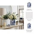 thumbnail image 6 of Contemporary Ceramic Jar with Lid for Living Room and Home Decor - Decorative Flower Vase for Room, Bedroom, or Office Display - House Accent for Kitchen Counter or Table Decor - 9", Blue & White, 6 of 14