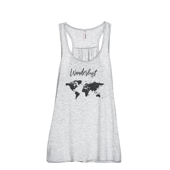 Wanderlust Travel World Women's Fashion Sleeveless Flowy Racerback Workout Yoga Tank Top Sport Grey X-Large