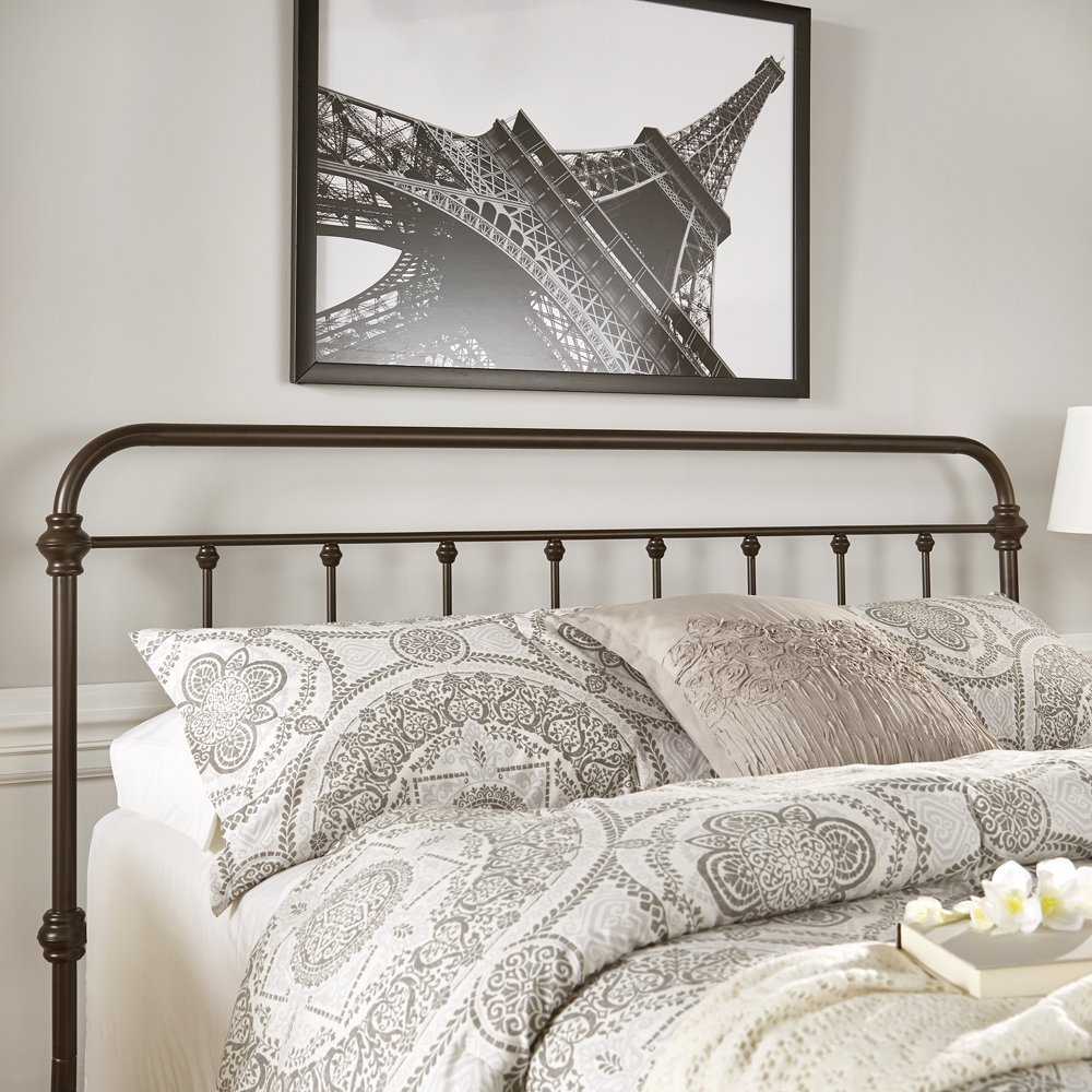 Weston Home Nottingham Spindle Metal King Headboard, Antique Dark
