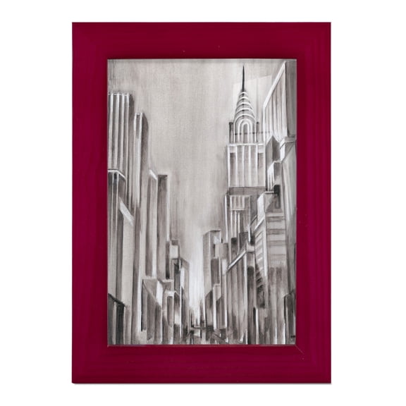 Art Deco Cityscape I -Framed Print w/glass-Cherry Red