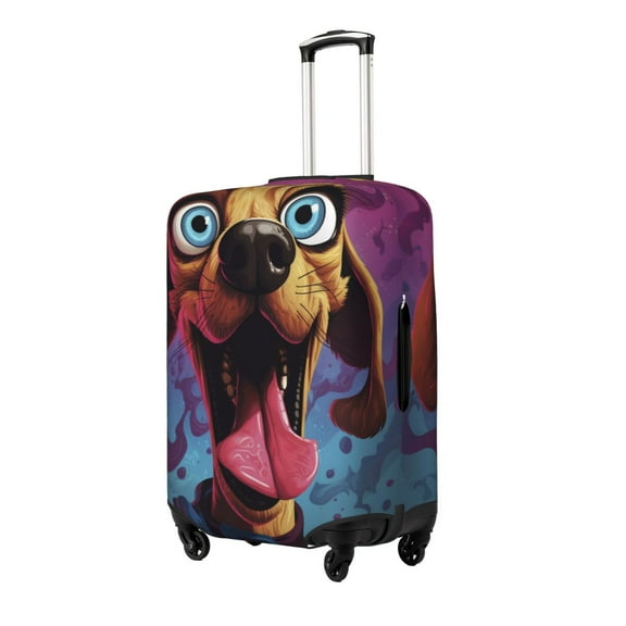 Hirioo Cartoon Big-Eyed Dog for Elasticity Suitcase Cover (No luggage Included) Durable Luggage Protector Fits 18-32 Inch Luggage-Small