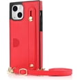 thumbnail image 5 of Case for Apple iPhone 14 with Card Slot Holder, Removable Adjustable Shoulder Strap Lanyard Crossbody Neck Purse Phone Case for iPhone 14 KB Red, 5 of 13