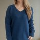thumbnail image 5 of Suéter de cuello en V para mujer, moda Otoño Invierno, tejido, suelto, manga larga, blusa, cuello en V, suéter para mujer, 5 of 5