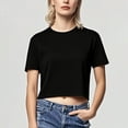thumbnail image 2 of 5 Days Delivery!Women Plus Size T-Shirt Blouse Sawvnm Women Cute Trendy Basic Tight Rounk Neck Crop Blouse Short Sleeve Crop Tops for Women Clearance under 5, 2 of 9