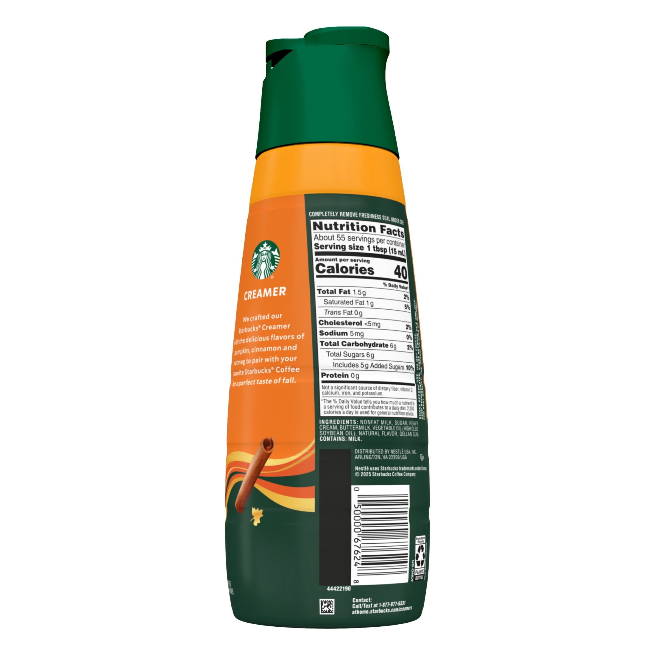 Starbucks Pumpkin Spice Latte Inspired Liquid Coffee Creamer, 28 fl oz Bottle