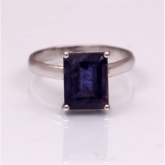 Mooneye 9X7mm Octagon Shape Amethyst 925 Sterling Silver Solitaire Valentines Day Gifts Ring