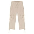 thumbnail image 3 of SonxaHe Toddler Boys Pants Drawstring Stretch Waist Cargo Trousers with Pockets Children Sports Active Pants Beige,Sized 3-4, 3 of 7