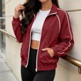 thumbnail image 4 of Tqcoqu Women's Stand Collar Full Zip Workout Track Jackets, Lightweight Long Sleeve Sweatshirts,2026 Trendy Fall Coat with Pockets, 4 of 9