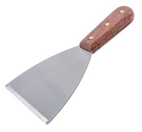 Stainless Steel Slant Edge Grill Scrapers with Wood Handle 4 by 8-1//4-Inch