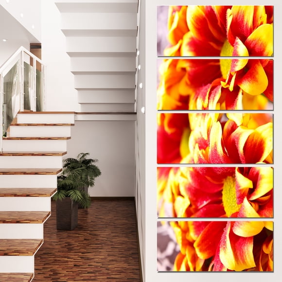 Red Yellow Flower Background Photo - Large Floral Canvas Artwork