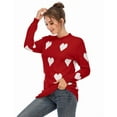 thumbnail image 3 of Sweaters for Women Valentine's Day Cute Hearts Print Pullover Sweaters Casual Knitted Jumper Tops Shermie, 3 of 6