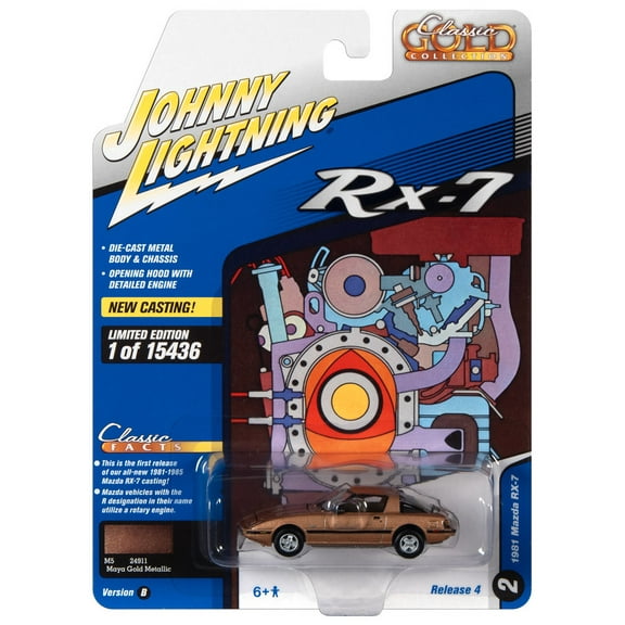 Johnny Lightning JLCG027 Classic Gold VER B 1981 Mazda RX-7 Maya Gold Metallic