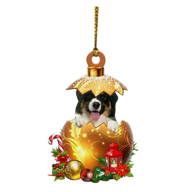 Birdeem Christmas Tree Bauble with Christmas Hat Christmas Tree Decoration Christmas Gnome Made of Wood Christmas Dog Christmas Tree Pendant Christmas Bauble