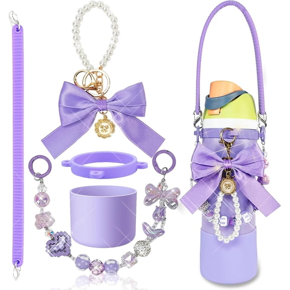 SUMMIT-Silicone Boot Set for Owala Water Bottle 24 oz,Water Bottle Handle Strap for Owala Accessories, water bottle boot,Charms,Rubber Bottoms,Decorative