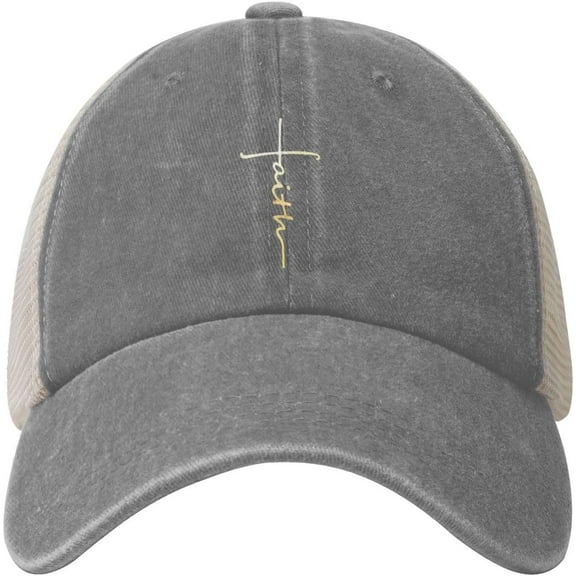 Faith Cross, Christian, Jesus Cowboy Hat Men Vintage Mesh Baseball Cap Women Dad Hat Sun Hat Trucker Hat Black