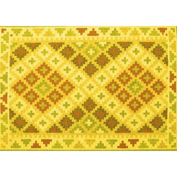 Ahgly Company Indoor Rectangle Southwestern Yellow Country Area Rugs, 2' x 4'