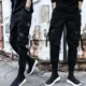 thumbnail image 3 of Pantalones negros tipo harén de otoño estilo hip hop para hombre, pantalones cargo para hombre, ropa blanca al por mayor, ropa técnica, algodón de alta calidad, baratos, 3 of 5