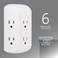 thumbnail image 4 of GE Pro Side-Access 6 Outlet Surge Protector, White Wall Tap Adapter, 15A 43648, 4 of 8