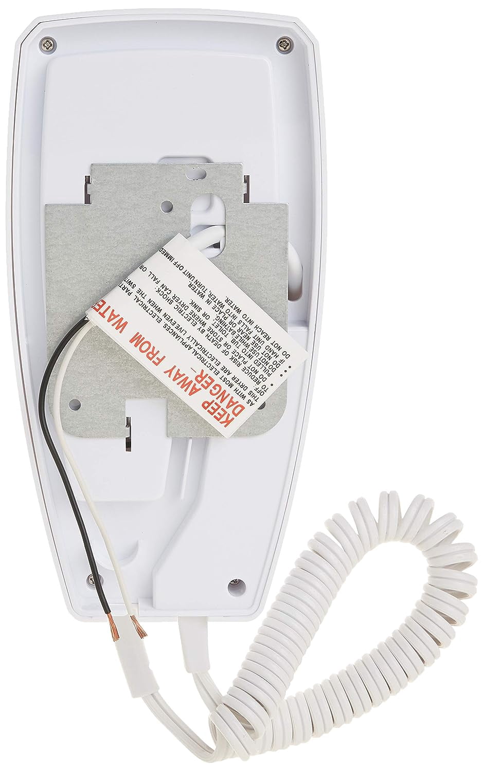 Jerdon 1600W Wall Mount Hair Dryer, 2 Speeds, 2 Heat Settings, LED Night Light, White, Direct Wire -Model JWM8CD